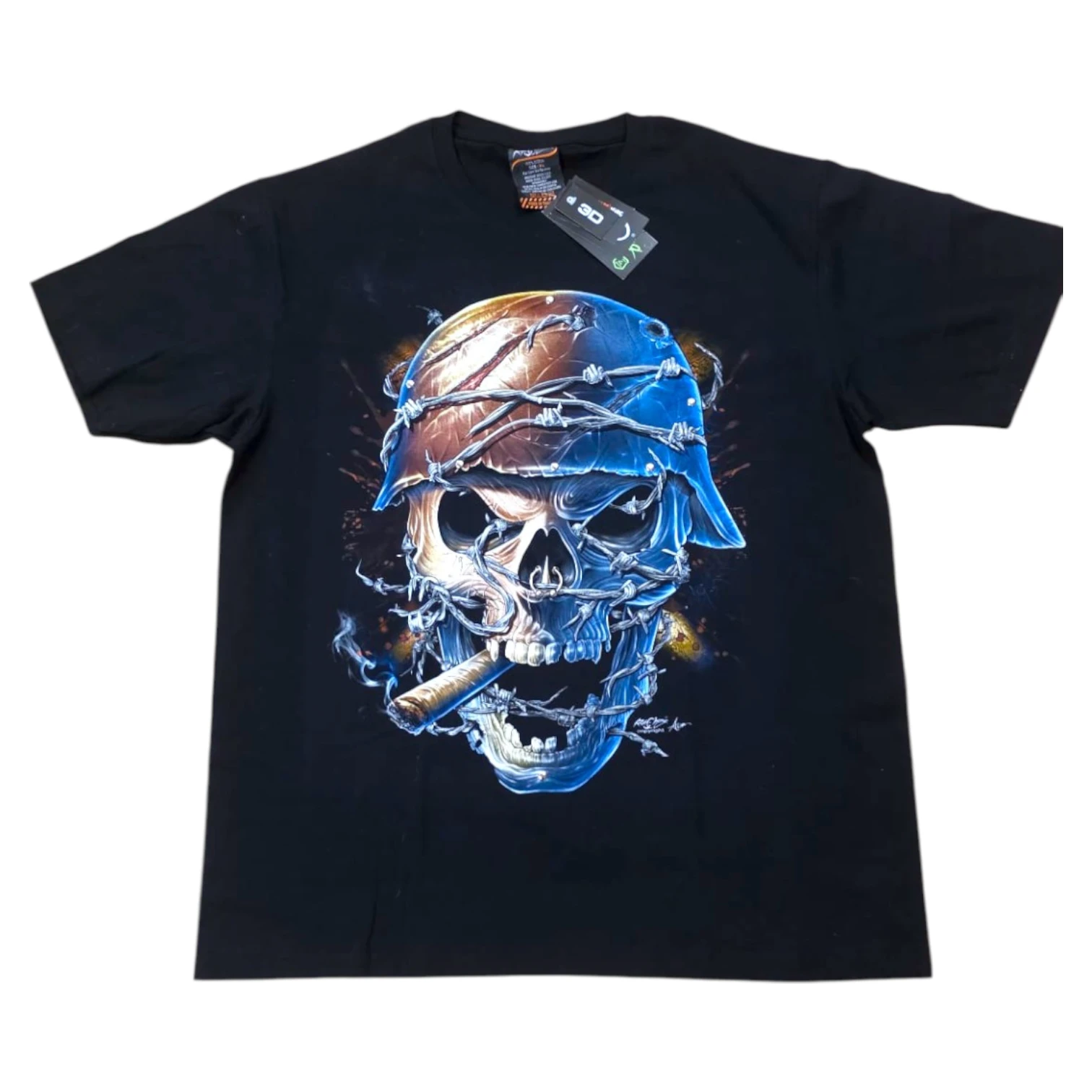 Tricouri RockChang – Arta rock autentica din Thailanda - tricou-skull-soldier-craniu-casca-militara-glow-in-the-dark