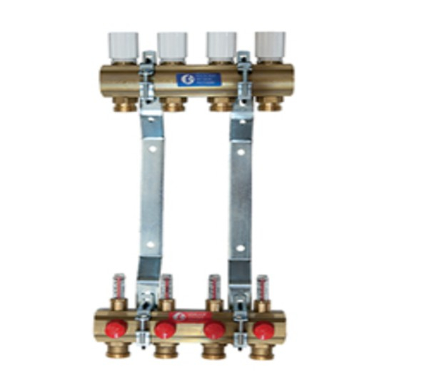 Kit distribuitor1" x 3/4"e cu 10 cai, GIACOMINI, 1" x 10 x 3/4", Distribuitor alama, 1", Cu debitmetre, Filet 3/4" [1]