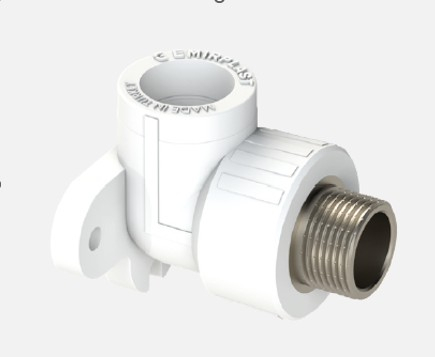 Fitting teava - Cot cu prindere perete 20x1/2 ext ppr, AQUAPLAST, 20 x 1/2", Material polipropilena, Racord curb m, Cu flansa , Pn 25