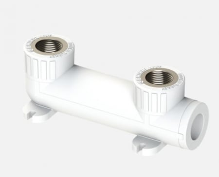 Instalatii de alimentare - Cot perete dublu fi 20x1/2, 20 x 1/2'' material polipropilena, Racord curb dublu, Cu flansa , Pn 25, Ts en iso 15874-3