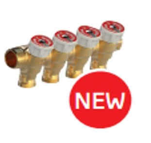 Colectoare si distribuitoare - Distribuitor cu robineti pt tur 3/4x1/2 16- 4 cai, GIACOMINI, 3/4"-1/2"-4, Permite control precis al debitului de apa