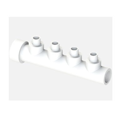 Colectoare si distribuitoare - Distribuitor ppr m 40x4x20, 40x4x20 material polipropilena, Distrib. sanitar, 4 cai x m, Pn 25, Ts en iso 15874-3