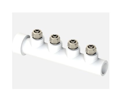 Colectoare si distribuitoare - Distribuitor ppr pt pex 4x40x16, 40x4x16 material polipropilena, Distrib. sanitar, 4 cai x 16, Pn 25, Ts en iso 15874-3