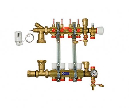 Colectoare si distribuitoare - Kit distribuitor preasamblat cu debitnetre 9 cai, GIACOMINI, 1"x9 x b.18, Distribuitor gata, Echipat pt montare