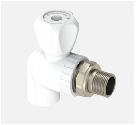 Calorifere si accesorii - Robinet coltar tur 20x1/2, 20 x 1/2 material polipropilena, Robinet cu bila, Pt radiator, Pn 25, Ts en iso 16135