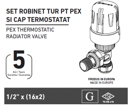 Rezistente, supape si alte accesorii - Set termostatat 16x3pcs, FERRARA, 1/2"x16x2, Produs rezistent si usor de montat, Ideal pentru instalatii durabile