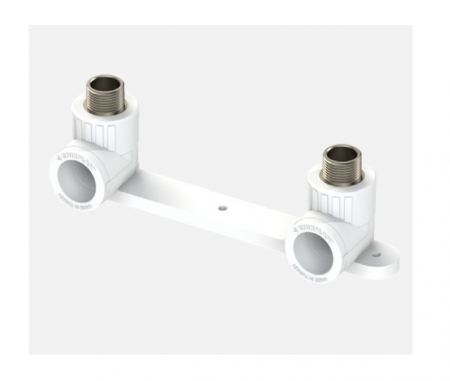 Instalatii de alimentare - Suport perete dublu fe 20x1/2, 20 x 1/2'' material polipropilena, Racord curb dublu, Montaj baterie m, Pn 25