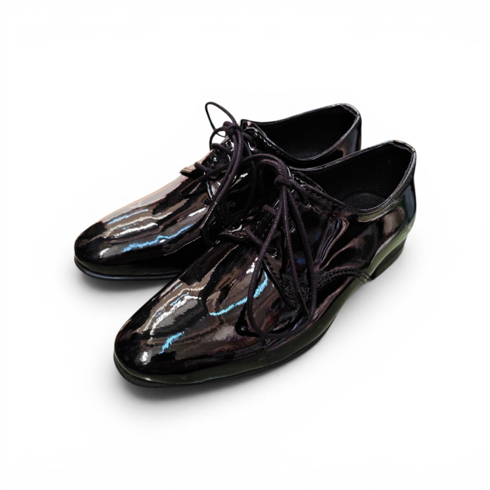 Pantofi Oxford din Piele Naturala Lacuita pentru Copii Negru [4]