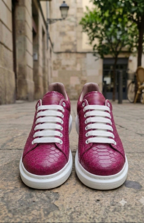 Incaltaminte pentru copii, la comanda - Adidași din Piele Naturală pentru Copii – Bordo (Textură Șarpe)