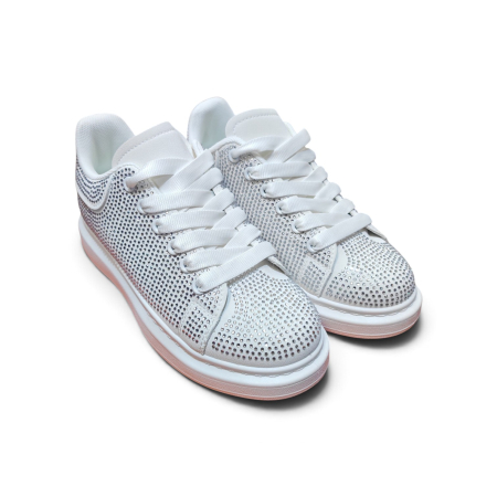 Incaltaminte copii - Adidași Fashion pentru Copii cu Pietre Sclipitoare – Alb / Glamour