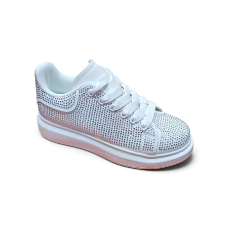 Adidași Fashion pentru Copii cu Pietre Sclipitoare – Alb / Glamour [3]