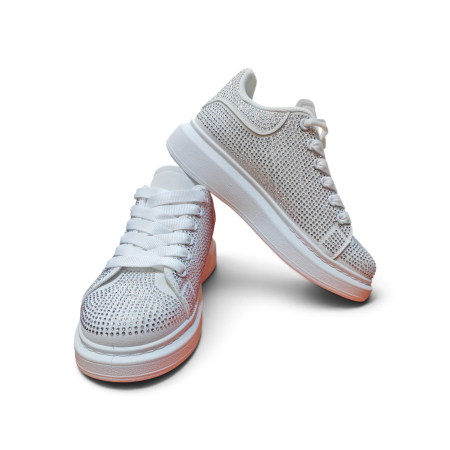 Adidași Fashion pentru Copii cu Pietre Sclipitoare – Alb / Glamour [4]