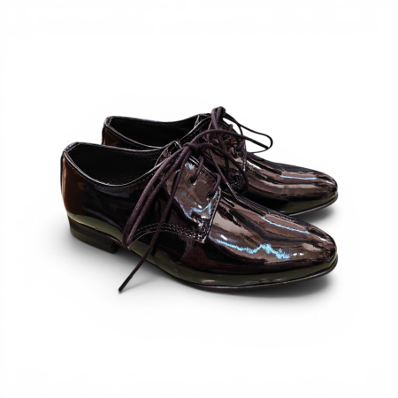 Incaltaminte pentru copii, la comanda - Pantofi Oxford din Piele Naturala Lacuita pentru Copii Negru