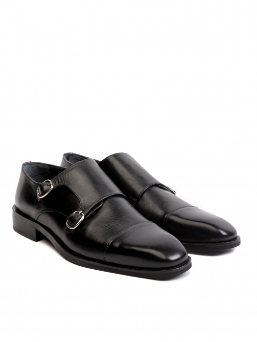 All Black Double Monk Strap – Piele Naturală, Construcție Manuală, Detalii Exclusiviste [3]