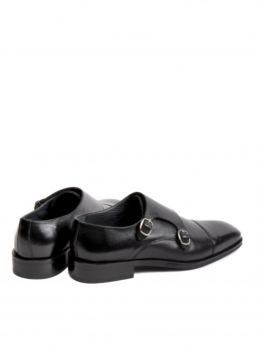 All Black Double Monk Strap – Piele Naturală, Construcție Manuală, Detalii Exclusiviste [4]