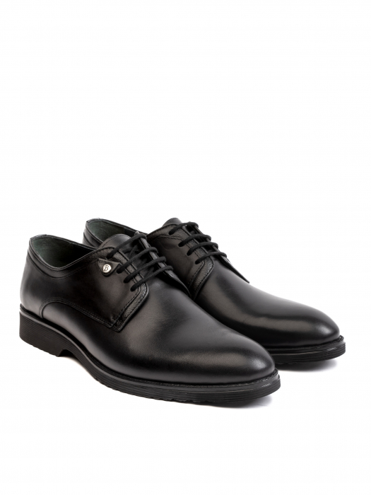 All Deep Black Oxford – Piele Italiană, Pictați Manual, Talpă Roșie [3]