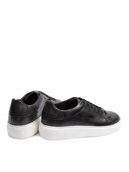 Black and white Manuscript Sneakers – Piele Naturală, Construcție Manuală, Detalii Exclusiviste [4]