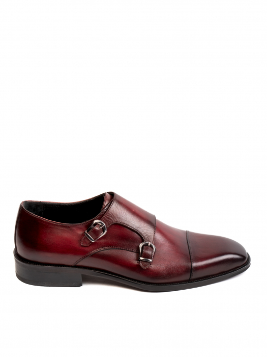 Bordeaux red Double Monk Strap – Piele Naturală, Construcție Manuală, Detalii Exclusiviste [2]