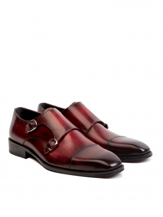 Bordeaux red Double Monk Strap – Piele Naturală, Construcție Manuală, Detalii Exclusiviste [3]