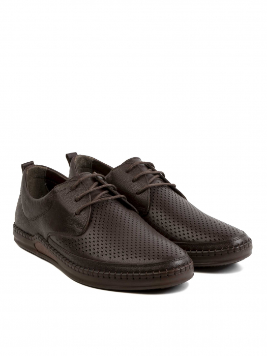 Brown Aired Casual Derby – Piele Naturală, Confort Premium, Talpă Rezistentă [2]