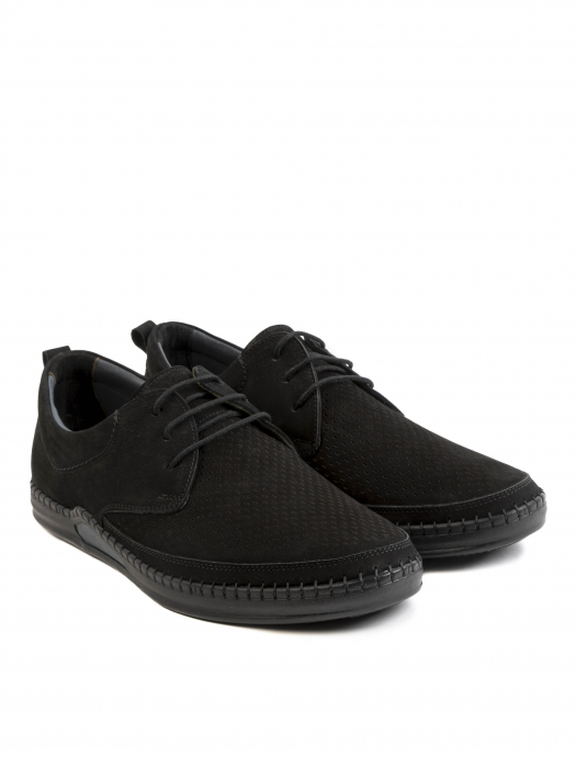 Casual Airy All Black Derby – Piele Naturală, Confort Premium, Talpă Rezistentă [3]