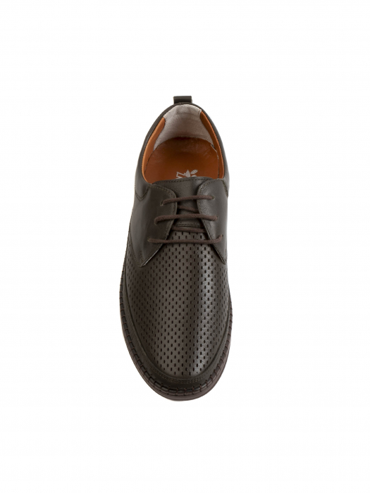 Casual Dark Chocolate Brown Airy Derby – Piele Naturală, Confort Premium, Talpă Rezistentă [1]