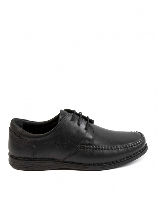 Casual Textured All Black Derby – Piele Naturală, Confort Premium, Talpă Rezistentă [2]