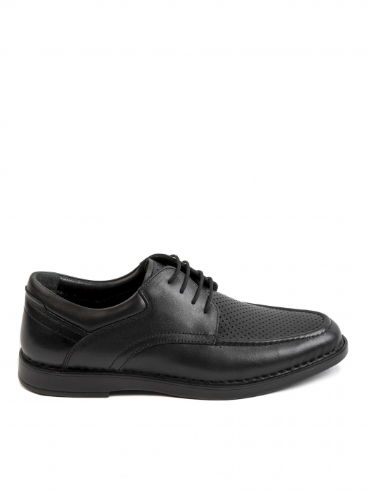 Casual Textured Black Airy Derby – Piele Naturală, Confort Premium, Talpă Rezistentă [2]