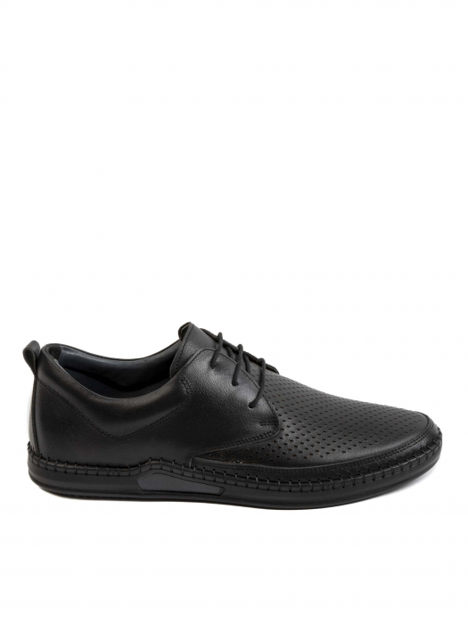 Casual Textured Black Airy Derby – Piele Naturală, Confort Premium, Talpă Rezistentă [2]