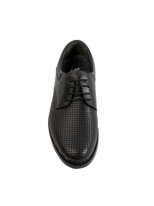 Casual Textured Black Airy Derby – Piele Naturală, Confort Premium, Talpă Rezistentă [1]