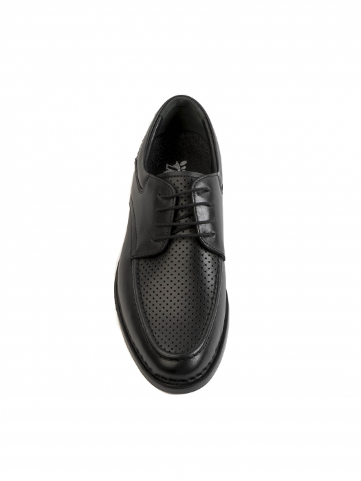 Casual Textured Black Airy Derby – Piele Naturală, Confort Premium, Talpă Rezistentă [1]