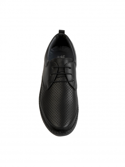 Casual Textured Black Airy Derby – Piele Naturală, Confort Premium, Talpă Rezistentă [1]