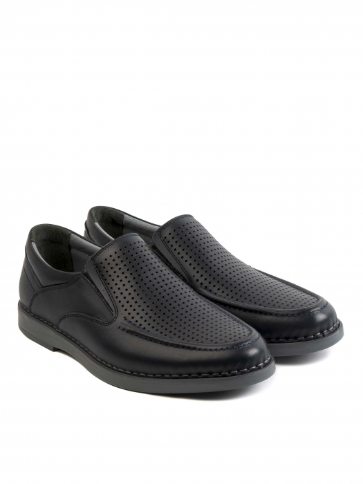 Casual Textured Black Airy Loafers – Piele Naturală, Design Elegant, Confort Maximal [3]
