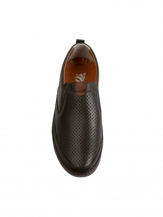 Casual Textured Black Airy Loafers – Piele Naturală, Design Elegant, Confort Maximal [1]