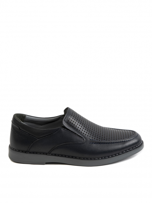 Casual Textured Black Airy Loafers – Piele Naturală, Design Elegant, Confort Maximal [2]