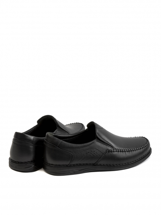 Casual Textured Black Loafers – Piele Naturală, Design Elegant, Confort Maximal [4]