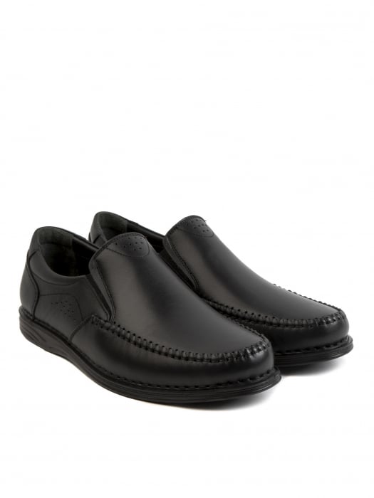Casual Textured Black Loafers – Piele Naturală, Design Elegant, Confort Maximal [3]