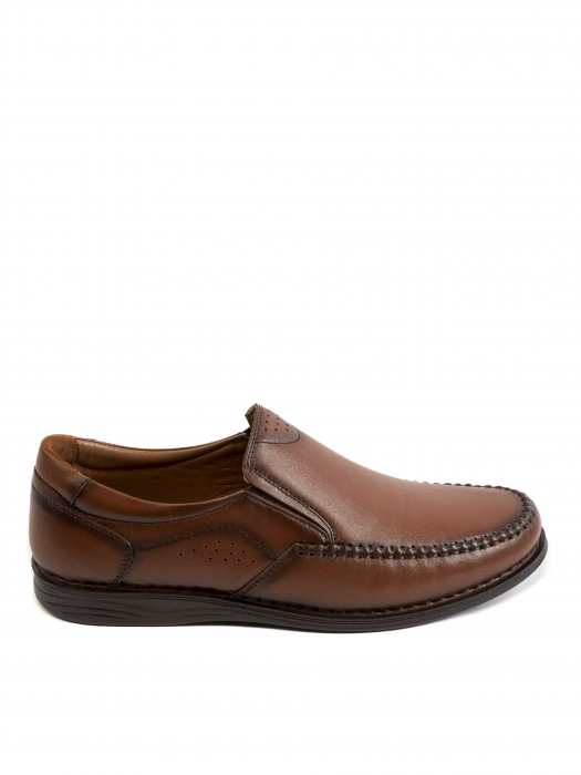Casual Textured Russel Brown Loafers – Piele Naturală, Design Elegant, Confort Maximal [2]