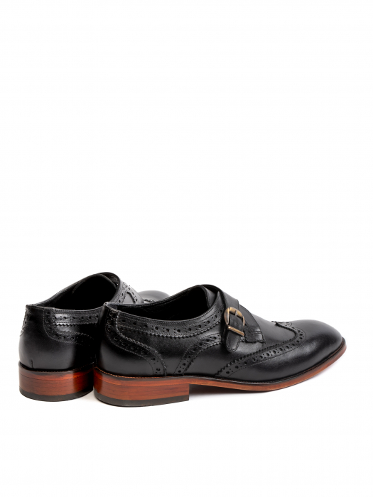 Embroidered All Black Monk Strap – Piele Naturală, Construcție Manuală, Detalii Exclusiviste [4]