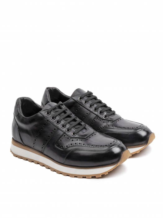 Hand Painted Black Sneakers – Piele Naturală, Construcție Manuală, Detalii Exclusiviste [3]