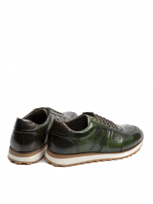Hand Painted Forest Green Sneakers – Piele Naturală, Construcție Manuală, Detalii Exclusiviste [4]