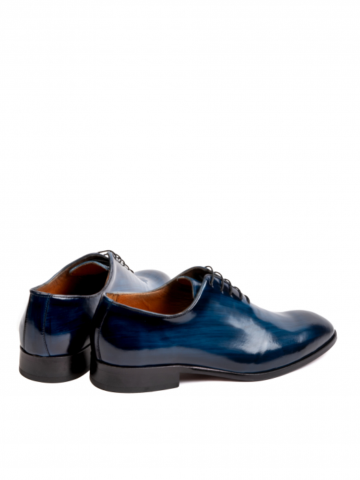 Hand Painted Navy Blue Oxford – Piele Italiană, Pictați Manual, Talpă Roșie [4]