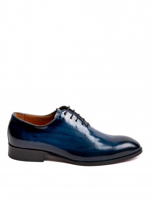 Hand Painted Navy Blue Oxford – Piele Italiană, Pictați Manual, Talpă Roșie [2]
