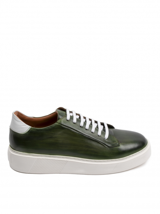 Hand Painted Forest Green Sneakers – Piele Naturală, Construcție Manuală, Detalii Exclusiviste [4]