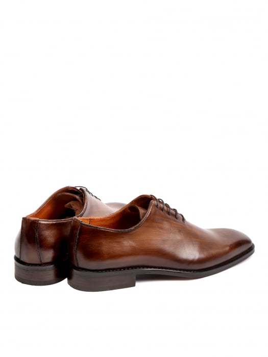 Hand Painted Tawny Brown Oxford – Piele Italiană, Pictați Manual, Talpă Roșie [4]