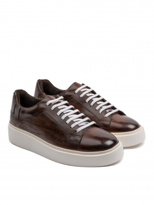 Hand Painted Umber Brown Sneakers – Piele Naturală, Construcție Manuală, Detalii Exclusiviste [3]