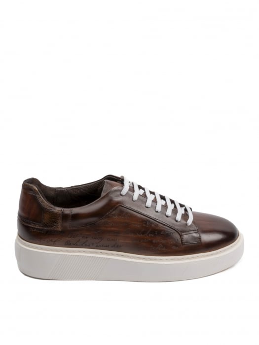 Hand Painted Umber Brown Sneakers – Piele Naturală, Construcție Manuală, Detalii Exclusiviste [2]