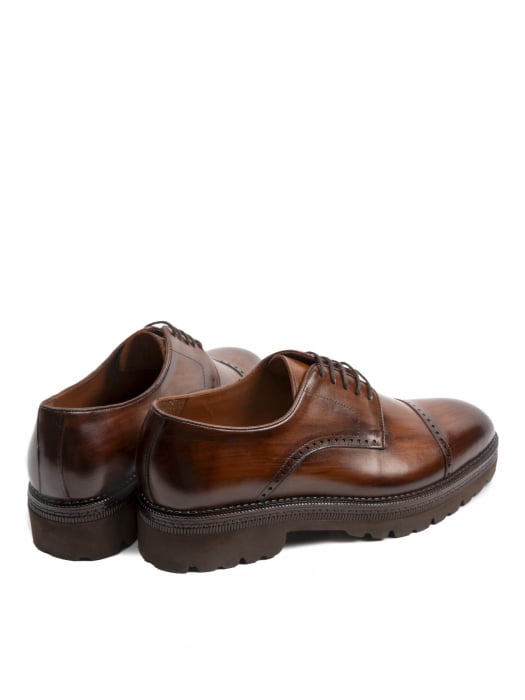 Hand Painted Walnut Brown Derby – Piele Naturală, Confort Premium, Talpă Rezistentă [4]