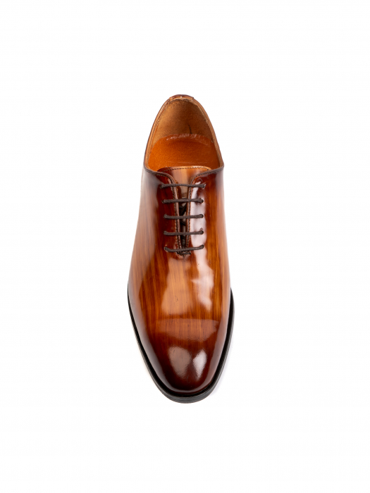 Hand Painted Walnut Brown Oxford – Piele Italiană, Pictați Manual, Talpă Roșie [1]