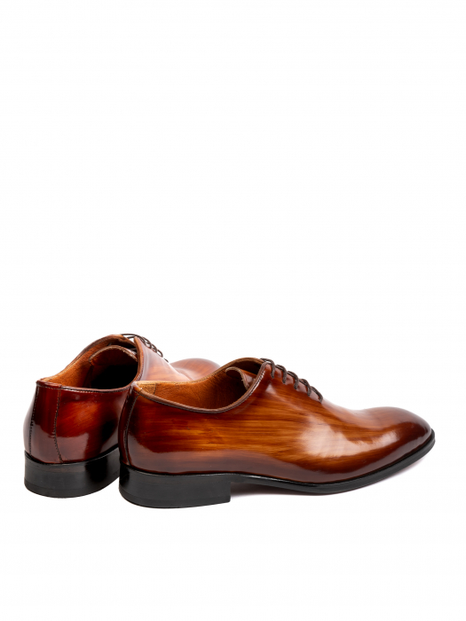 Hand Painted Walnut Brown Oxford – Piele Italiană, Pictați Manual, Talpă Roșie [4]